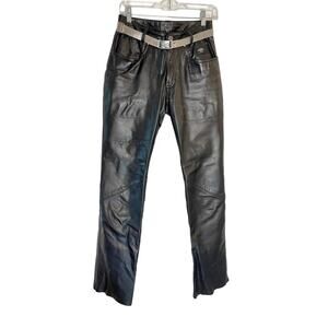 Vintage Harley Davidson Black Belted Leather Pants Size 4 / 32